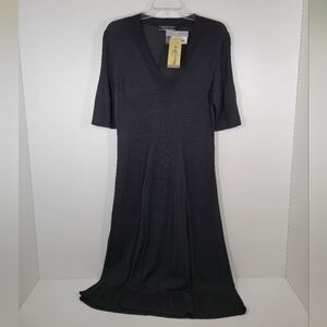 Peruvian Connection Black Pima Cotton Short Sleeve Maxi Sweater Dress NWT Size M
